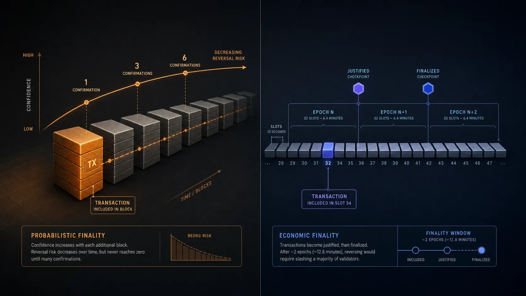 Bitcoin Finality vs Ethereum Finality: What Confirmed Really Means