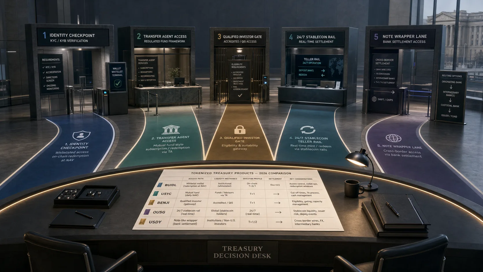 Tokenized T-Bills in 2026: BUIDL vs USYC vs BENJI vs OUSG vs USDY Compared